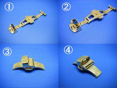 画像1: Ｄバツクルプッシュ式 金色 観音開き 巾18ミリ ステンレス製