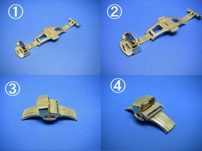 画像1: Ｄバツクルプッシュ式 金色 観音開き 巾16ミリ ステンレス製